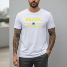 Camiseta Masculina Branca Brasil Bandeira Futebol Copa 2026 Algodão Premium Camisa Casual Conforto Estilo Esportivo Urbano Torcedor Manga Curta Modern