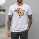 Camiseta Masculina Branca Mapa Brasil Colorido Algodão Premium Camisa Casual Estilo Nacional Manga Curta Visual Moderno Confortável Slim Fit Camiseta Masculina Branca Mapa Brasil Colorido Algodão Premium Camisa Casual Estilo Nacional Manga Curta Visual Moderno Confortável Slim Fit