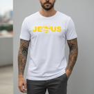 Camiseta Masculina Branca Personalizada Jesus Herói Gospel Camisa Básica Casual Igreja Culto Regular Fit