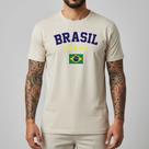 Camiseta Masculina Brasil Bandeira Peito Copa 2026 Algodão 100 Streetwear Casual Confortável Lifestyle Moderno