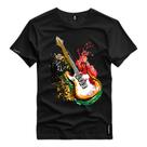 Camiseta Masculina Camisa Estampa Guitarra Cores Moda Masculina Top Style