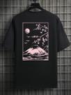 Camiseta Masculina Casual de Algodão - Design Tokyo Sakura Mount Fuji