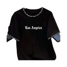 Camiseta Masculina Casual De Verão Com Estampa 3D De Letras, Cor Sólida, Estilo Americano Camiseta Masculina Casual De Verão Com Estampa 3D De Letras, Cor Sólida, Estilo Americano