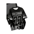 Camiseta Masculina Casual De Verão Com Gola Redonda E Estampa De Letras Los Angeles, Respirável, Camiseta Masculina Casual De Verão Com Gola Redonda E Estampa De Letras Los Angeles, Respirável,