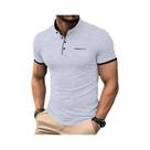 Camiseta Masculina Casual Elegante De Cor Sólida Com Manga Curta E Gola Alta, Camisa Polo