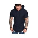 Camiseta Masculina com Capuz - Manga Curta, Cor Sólida, Casual de Verão Camiseta Masculina com Capuz - Manga Curta, Cor Sólida, Casual de Verão