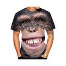 Camiseta Masculina Com Design 3D De Gorila Engraçado, Camiseta Casual De Manga Curta Para O Verão,