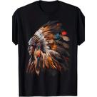 Camiseta Masculina Com Estampa Manga Curta Casual Com Design De Dreamcatcher Preto E Multicolorido P