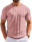 Camiseta masculina COOFANDY de verão de manga curta tricotada rosa