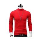 Camiseta Masculina De Algodão Com Gola Alta, Slim Fit, Manga Longa, Casual, Respirável, Pullover