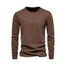 Camiseta Masculina De Algodão De Manga Comprida, Cor Sólida, Estampa De Letras, Casual, Tops De