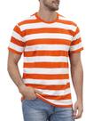 Camiseta masculina de algodão listrado laranja e branco Funny World
