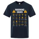 Camiseta Masculina De Algodão Tamanho Grande, Estampa Engraçada De Sinal De Advertência Para