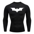 Camiseta Masculina De Compressão De Manga Longa Com Estampa De Morcego, Secagem Rápida, Para Treino, Camiseta Masculina De Compressão De Manga Longa Com Estampa De Morcego, Secagem Rápida, Para Treino,
