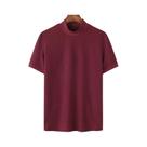 Camiseta Masculina De Gola Alta Em Cor Sólida, Manga Curta, Estilo Casual Coreano, Tamanhos S-5XL