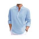 Camiseta Masculina De Linho E Algodão De Manga Longa Leve Respirável Casual Streetwear Cor Sólida