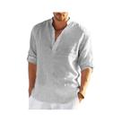 Camiseta Masculina de Manga Comprida em Linho e Algodão - Casual, Solta e Respirável