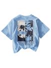 Camiseta masculina de manga curta RoseSeek Tropical 9Y azul claro