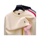 Camiseta Masculina De Manga Longa Com Gola Redonda, Moda De Outono, Bordado De Rabo De Cavalo,