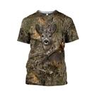 Camiseta Masculina De Secagem Rápida E Respirável Com Estampa 3D De Camuflagem De Veado E Coelho