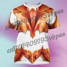 Camiseta Masculina De Verão Anime Saint Seiya Cosplay Manga Curta Estampada 3D Solta Gola Redonda