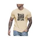 Camiseta Masculina De Verão Em Algodão Casual Com Estampa JESUS SAVED MY LIFE, Gola Redonda E Manga