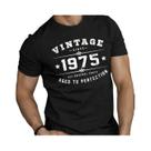 Camiseta Masculina De Verão Oversized Em Algodão Com Estampa Clássica 1975, Gola Redonda E Manga