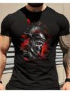 Camiseta Masculina em Algodão com Estampa de Gladiador Sombrio
