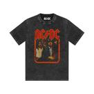 Camiseta Masculina Estampada AC/DC Band, Lavada, Retro, Manga Curta, Confortável, Casual, Estilo