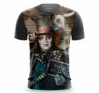 Camiseta Masculina Estampada Chapeleiro Camisa Balada Tecido Leve