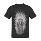 Camiseta Masculina Feminina Estampa Caveira India Cocar Estampada Frente e Costas - 100% Algodão