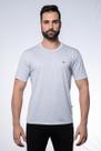 Camiseta Masculina Gola Redonda Bordada Mescla Claro