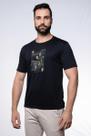 Camiseta Masculina Gola Redonda Estampada Preta