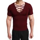 Camiseta Masculina Gola V Funda Com Cordão Manga Curta Camiseta Masculina Gola V Funda Com Cordão Manga Curta