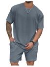 Camiseta masculina grande e alta Outfit RoseSeek e short 5GG azul