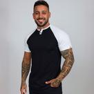 Camiseta Masculina Henley Slim Manga Curta Casual Moderno