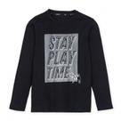 Camiseta Masculina Infantil Manga Longa Meia Estação Estampa Stay Play Time Charpey Gola Redonda