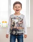 Camiseta Masculina Manga Longa Infantil Dinossauro Nº4 Ao 10 Camiseta Masculina Manga Longa Infantil Dinossauro Nº4 Ao 10