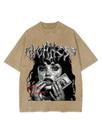 Camiseta masculina Milumia com estampa de letras vintage cáqui