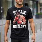 Camiseta Masculina No Pain No Glory Preta Algodão Premium Camisa Fitness Luta Muay Thai Jiu Jitsu Treino Força Casual Regular Fit