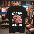 Camiseta Masculina No Pain No Glory Preta Camisa Esportiva Algodão Premium Luta Muay Thai Jiu Jitsu Treino Blusa Preta Esportes Presente Homens