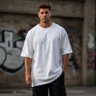Camiseta Masculina Oversize Branca Algodão Com Elastano Camiseta Masculina Oversize Branca Algodão Com Elastano