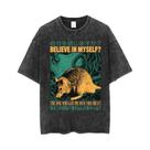 Camiseta Masculina Oversized Com Estampa De Sapo Engraçado, Estilo Japonês, Retrô, Lavada.