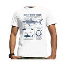 Camiseta Masculina Oversized Estilo Hip Hop Punk Com Estampa De Anatomia Do Tubarão Branco - Moda