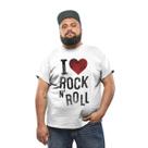 Camiseta Masculina Plus Size Algodão Estampa Y Love Rock In Roll