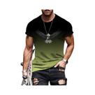Camiseta Masculina plus Size Com Estampa 3D De Águia Em Gradiente, Secagem Rápida, Para Esportes E Camiseta Masculina plus Size Com Estampa 3D De Águia Em Gradiente, Secagem Rápida, Para Esportes E