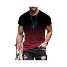 Camiseta Masculina plus Size Com Estampa 3D Gradiente, Moda De Verão, Pullover O-Neck, Estilosa E