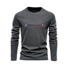 Camiseta Masculina plus Size De Algodão, Corte Solto, Casual, Esportiva, Gola Redonda, Manga Longa,
