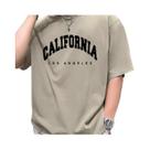 Camiseta Masculina plus Size De Verão Em Algodão Casual Com Corte Solto E Estampa Da Califórnia