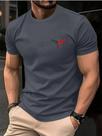 Camiseta Masculina plus Size De Verão Em Algodão Casual Com Estampa De Touro, Gola Redonda E Manga